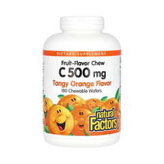 Natural Factors, Vitamin C, Fruit-Flavor Chew, Tangy Orange, 500 Mg, 180 Chewable Wafers