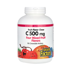 Natural Factors, Vitamin C, Fruit-Flavor Chew, Four Mixed Fruit, 500 Mg, 90 Chewable Wafers