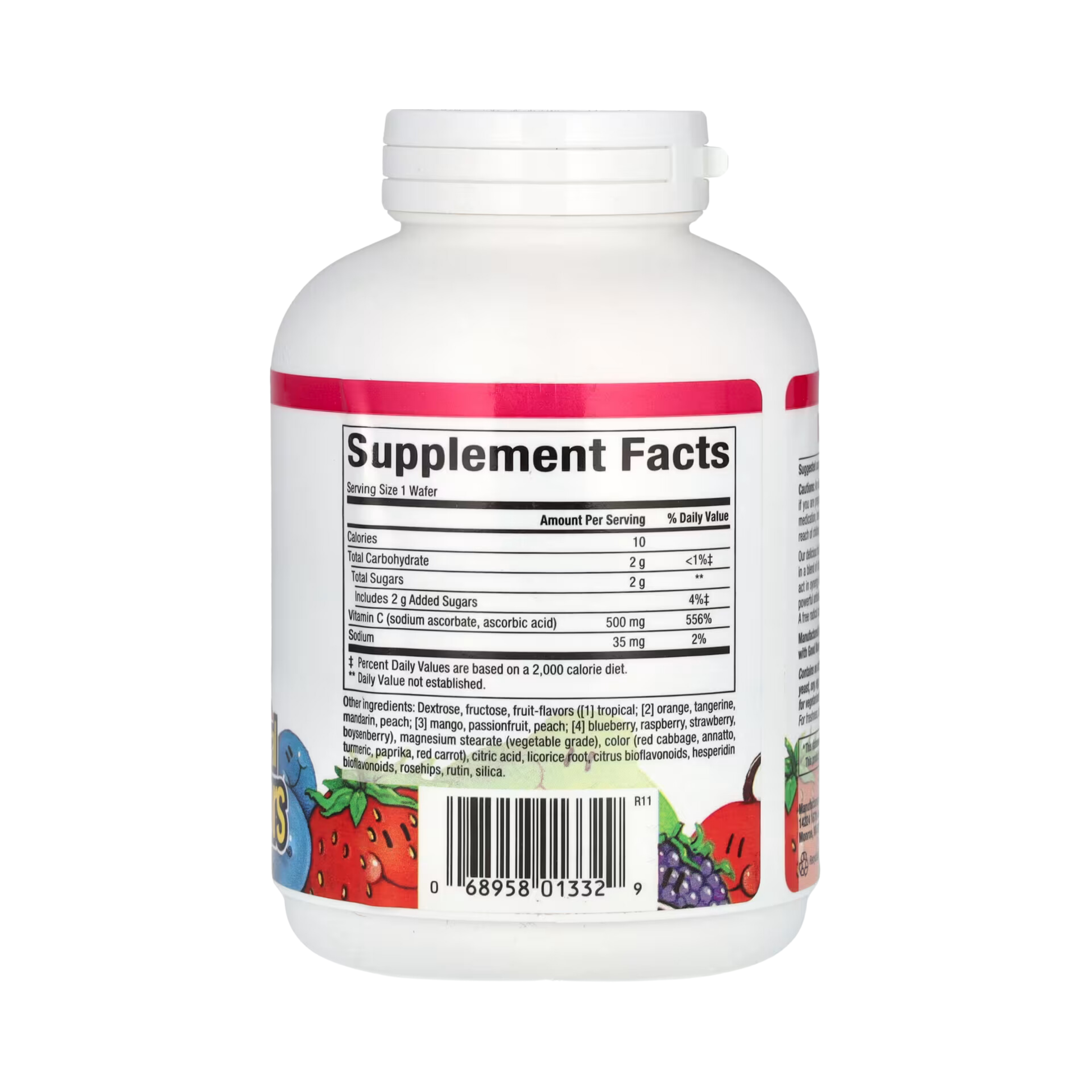 Natural Factors, Vitamin C, Fruit-Flavor Chew, Four Mixed Fruit, 500 Mg, 90 Chewable Wafers