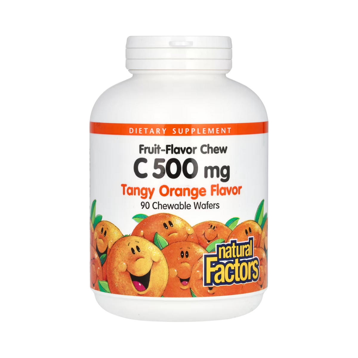 Natural Factors, Vitamin C, Fruit-Flavor Chew, Tangy Orange, 500 Mg, 90 Chewable Wafers