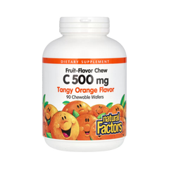 Natural Factors, Vitamin C, Fruit-Flavor Chew, Tangy Orange, 500 Mg, 90 Chewable Wafers