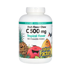 Natural Factors, Fruit-Flavor Chew Vitamin C, Tropical, 500 Mg, 180 Chewable Wafers