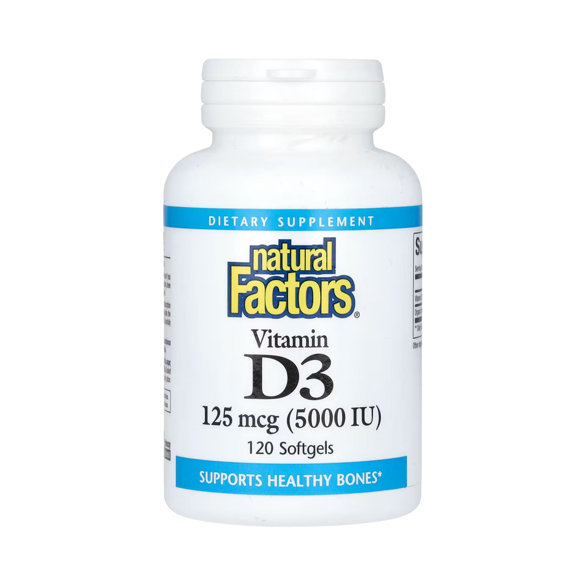 Natural Factors, Vitamin D3, 125 mcg (5,000 IU), 120 Softgels