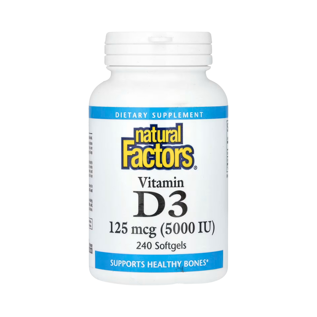 Natural Factors, Vitamin D3, 125 mcg (5,000 IU), 240 Softgels