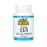 Natural Factors, Vitamin D3, 125 mcg (5,000 IU), 240 Softgels