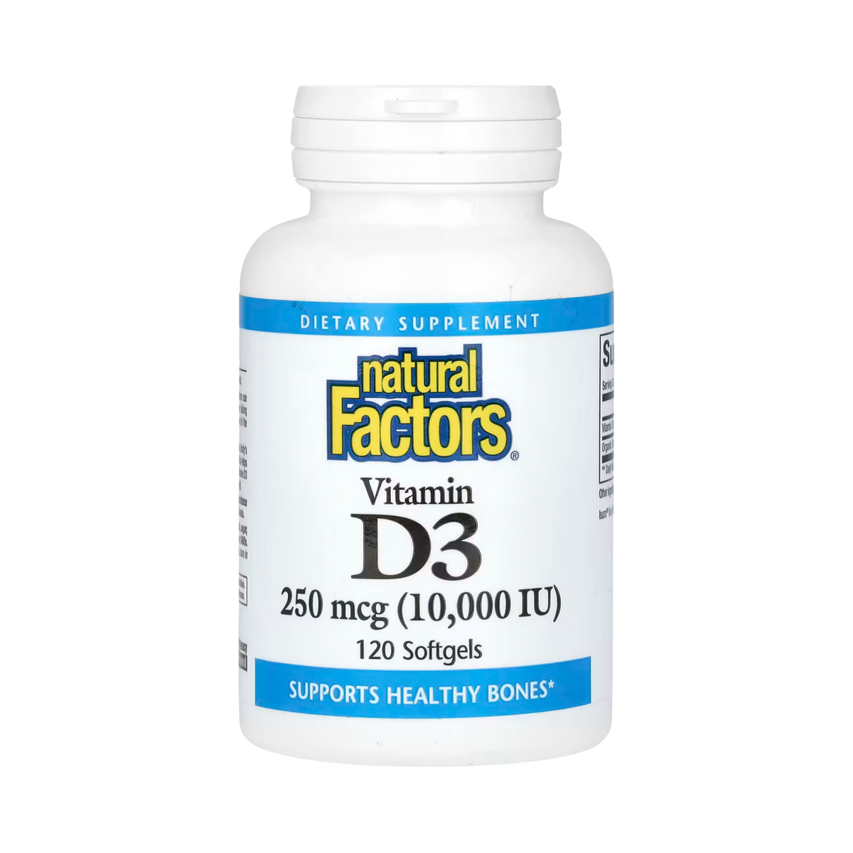 Natural Factors, Vitamin D3, 250 mcg (10,000 IU), 120 Softgels