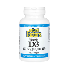 Natural Factors, Vitamin D3, 250 mcg (10,000 IU), 120 Softgels