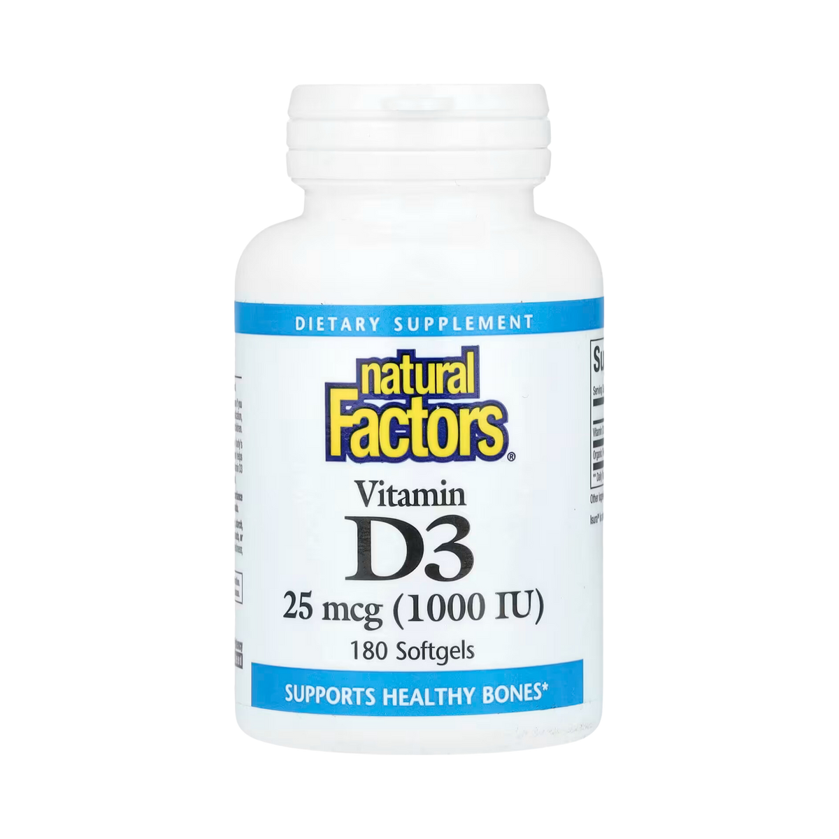 Natural Factors, Vitamin D3, 25 mcg (1,000 IU), 180 Softgels