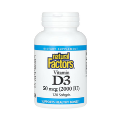 Natural Factors, Vitamin D3, 50 mcg (2,000 IU), 120 Softgels