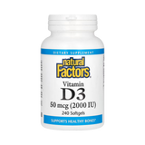 Natural Factors, Vitamin D3, 50 mcg (2,000 IU), 240 Softgels