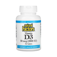 Natural Factors, Vitamin D3, 50 mcg (2,000 IU), 90 Tablets