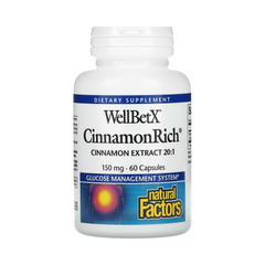 Natural Factors, WellBetX, CinnamonRich, 150 Mg, 60 Capsules