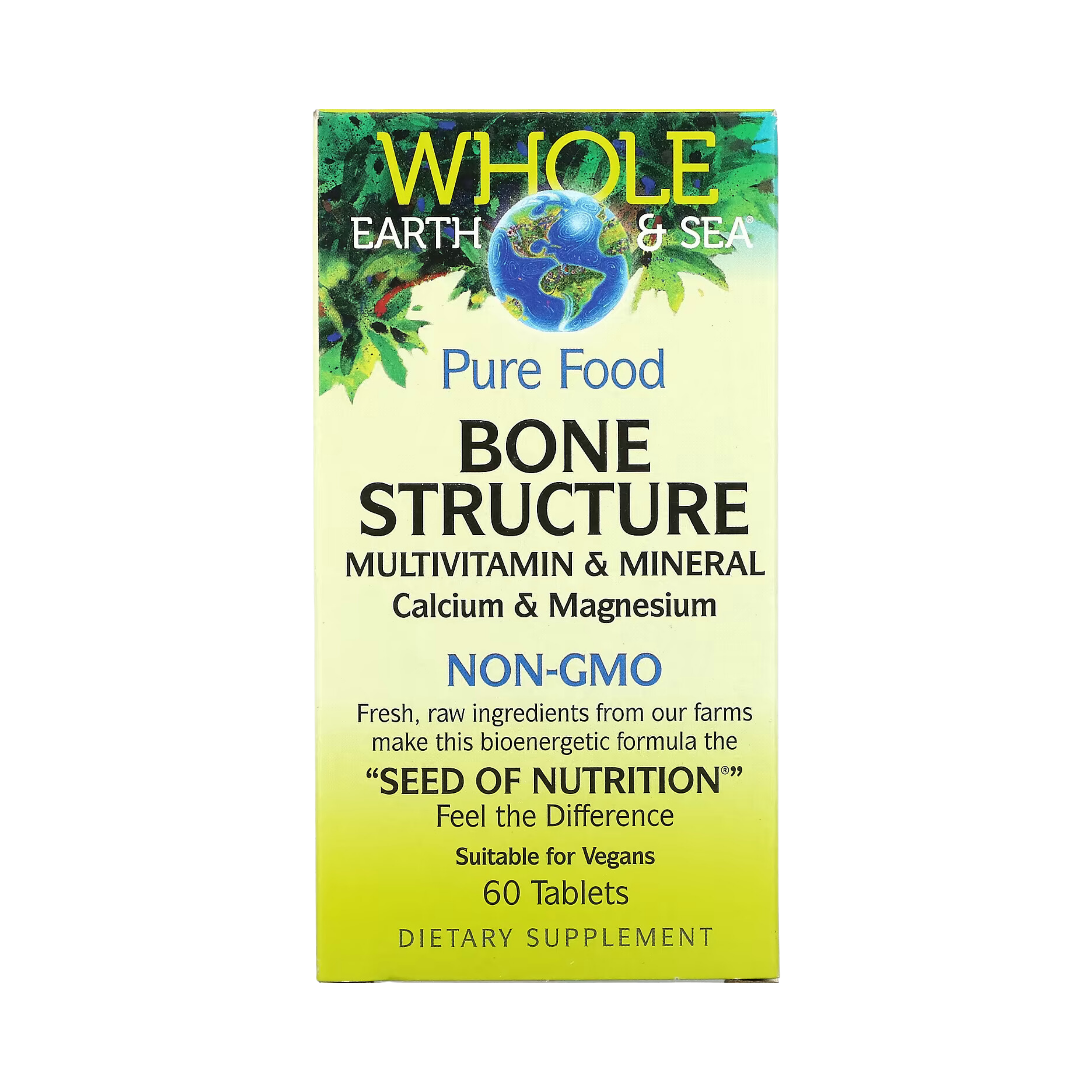 Natural Factors, Whole Earth & Sea, Bone Structure Multivitamin & Mineral, Calcium & Magnesium, 60 Tablets