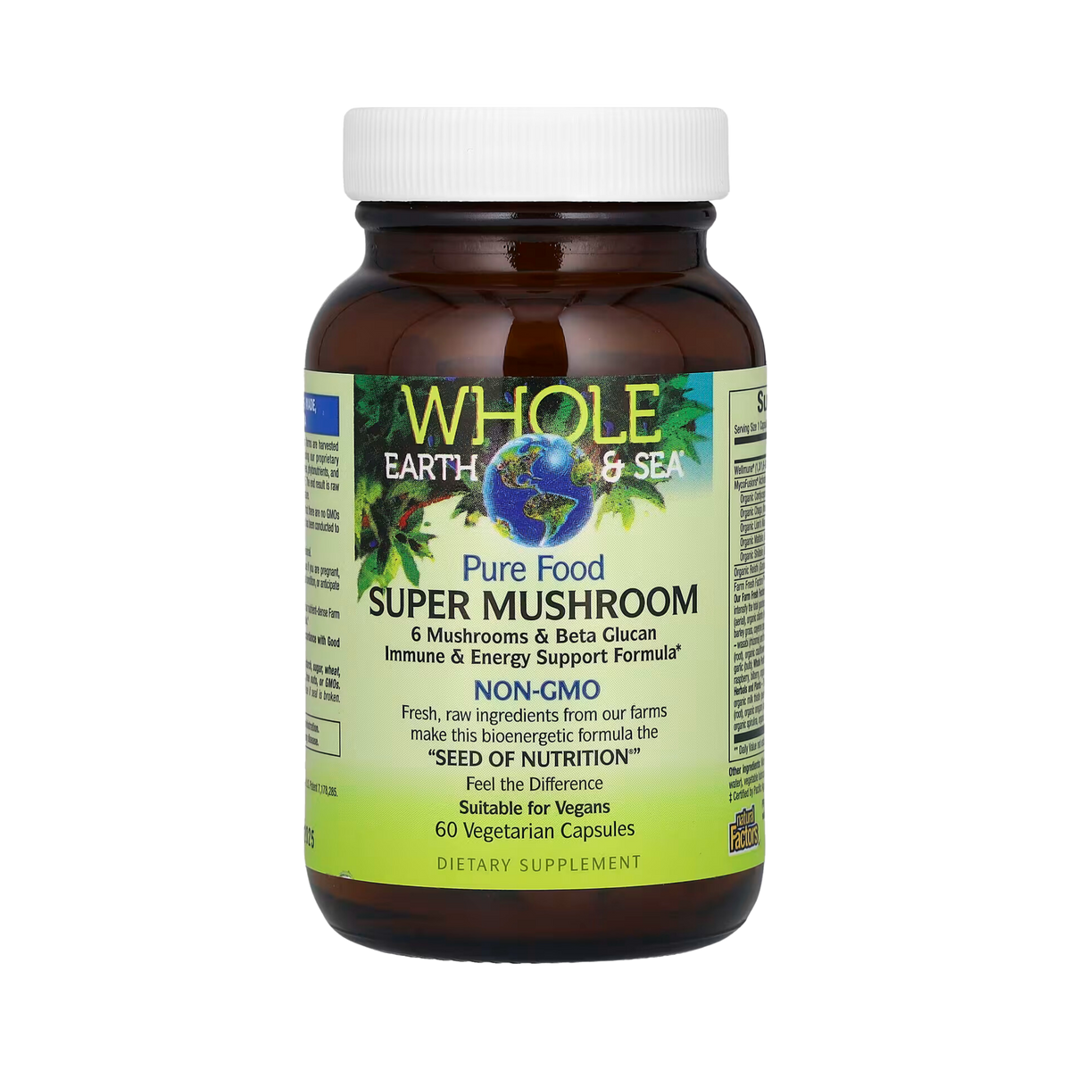 Natural Factors, Whole Earth & Sea, Super Mushroom, 60 Vegetarian Capsules