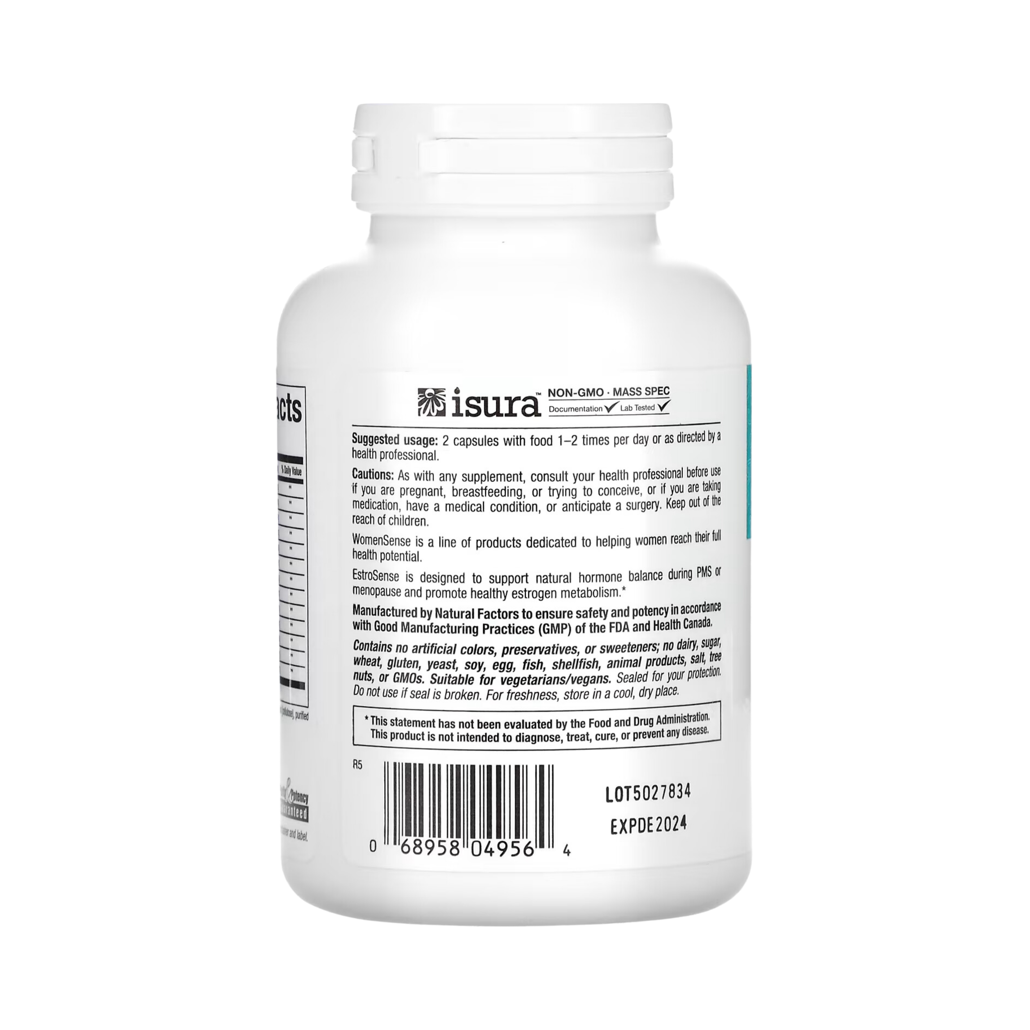 Natural Factors, WomenSense, EstroSense, Hormone Balancing, 120 Vegetarian Capsules