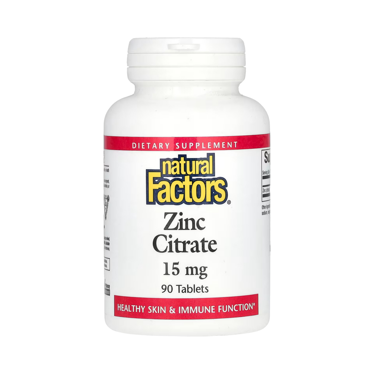 Natural Factors, Zinc Citrate, 15 Mg, 90 Tablets