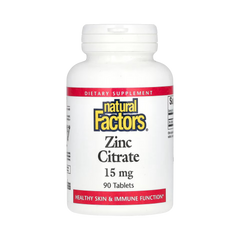 Natural Factors, Zinc Citrate, 15 Mg, 90 Tablets