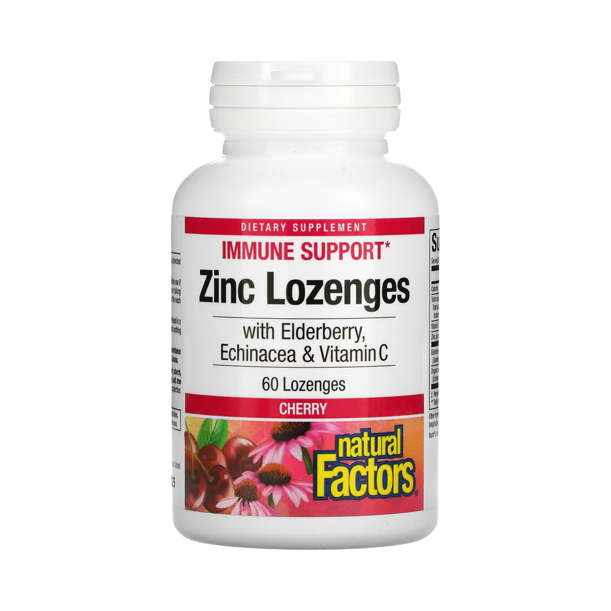 Natural Factors, Zinc Lonzenges, With Elderberry, Echinacea & Vitamin C, Cherry, 60 Lozenges