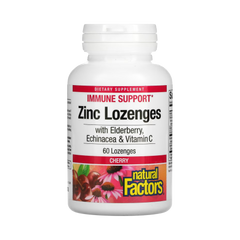 Natural Factors, Zinc Lonzenges, With Elderberry, Echinacea & Vitamin C, Cherry, 60 Lozenges