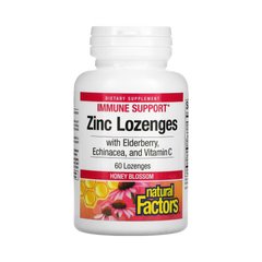 Natural Factors, Zinc Lonzenges, With Elderberry, Echinacea & Vitamin C, Honey Blossom, 60 Lozenges