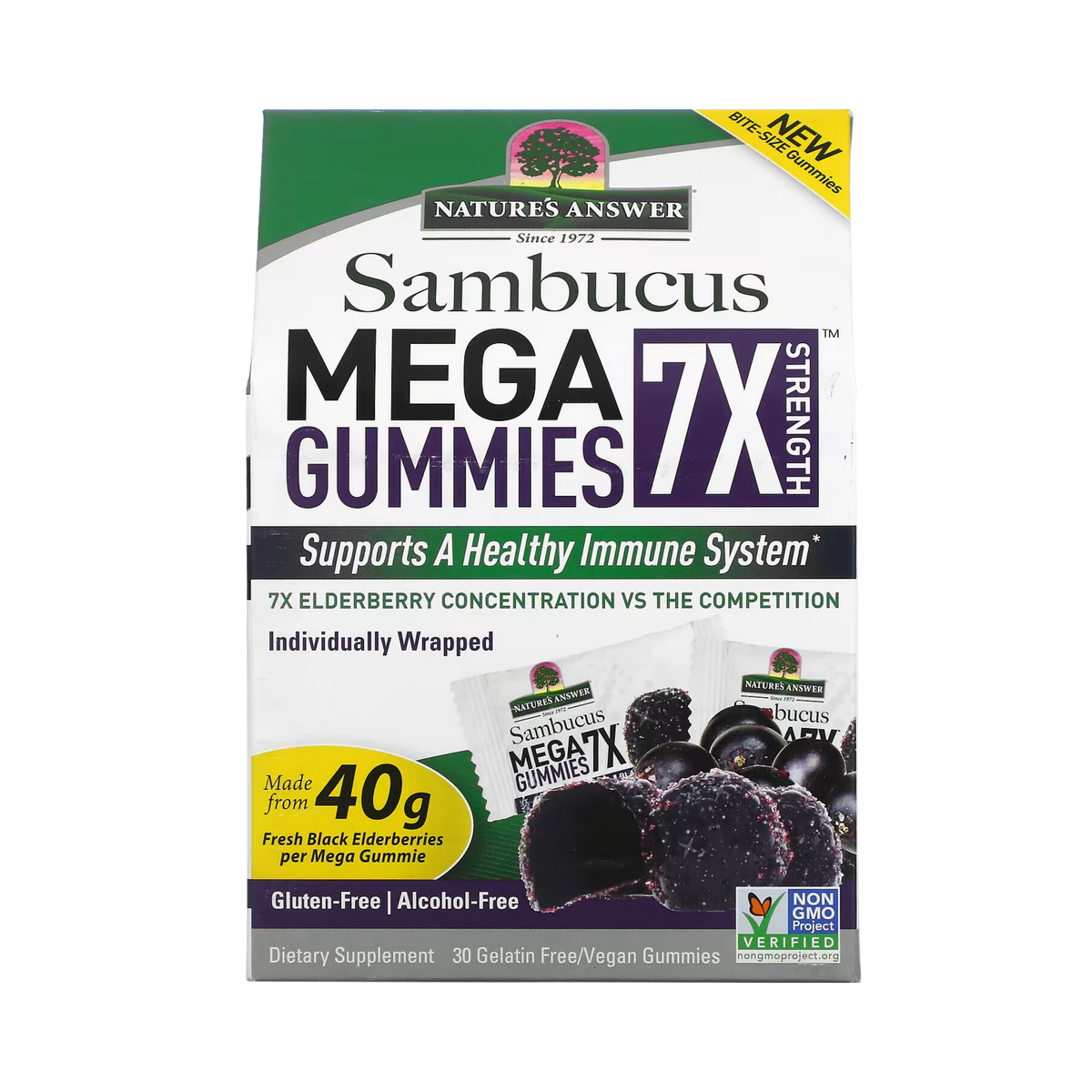 Nature's Answer - Sambucus Mega Gummies 7X Strength, Black Elderberry, 30 Gummies