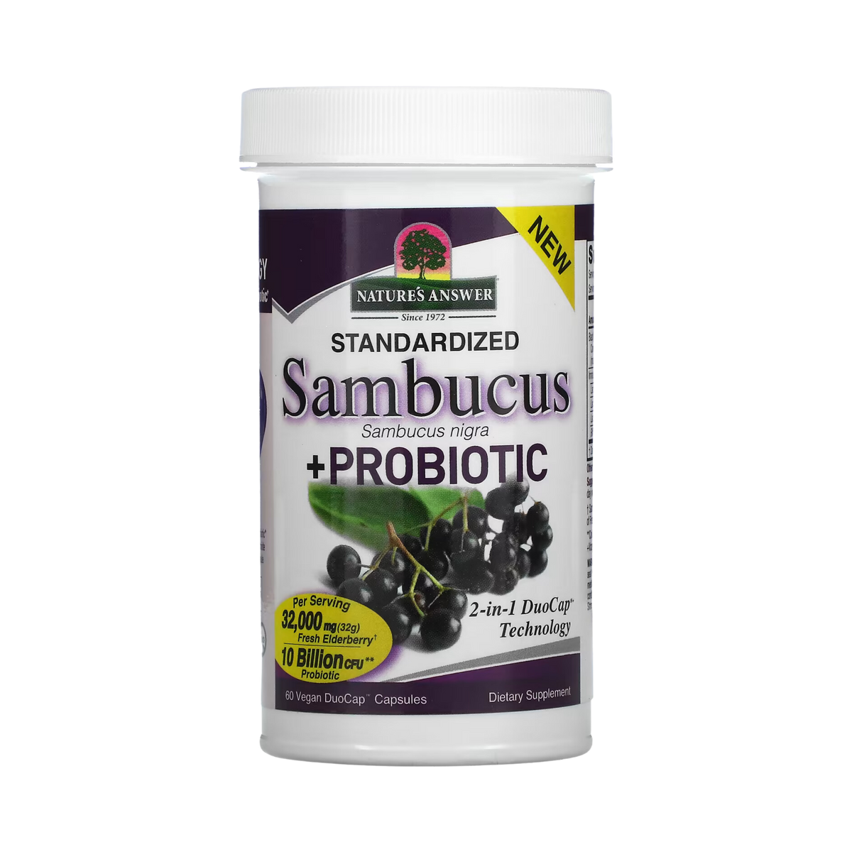 Nature's Answer - Sambucus + Probiotic, 60 Vegan DuoCap Capsules