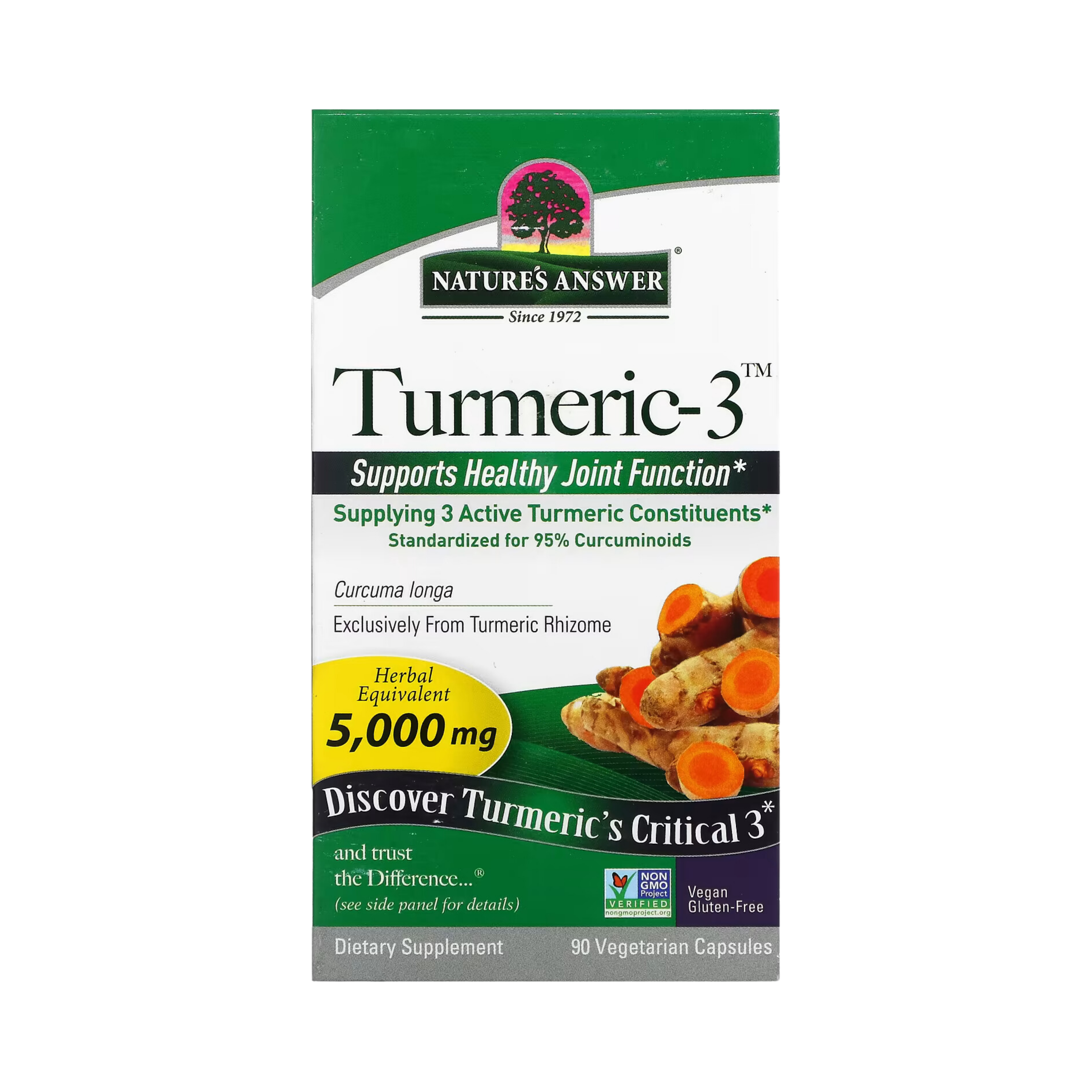 Nature's Answer - Turmeric-3, 90 Vegetarian Capsules