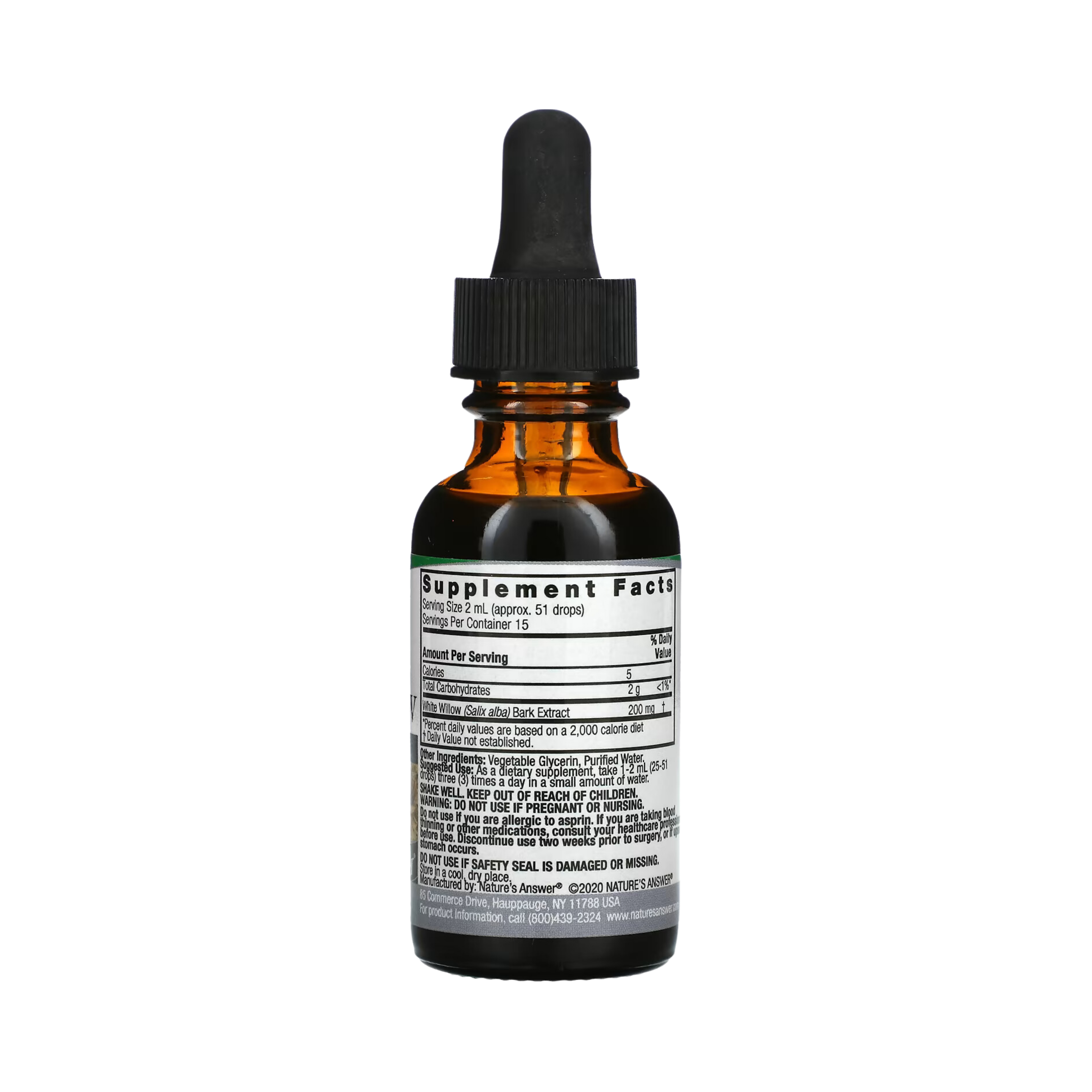 Nature’s Answer - White Willow Bark Alcohol Free Extract, 1 Oz