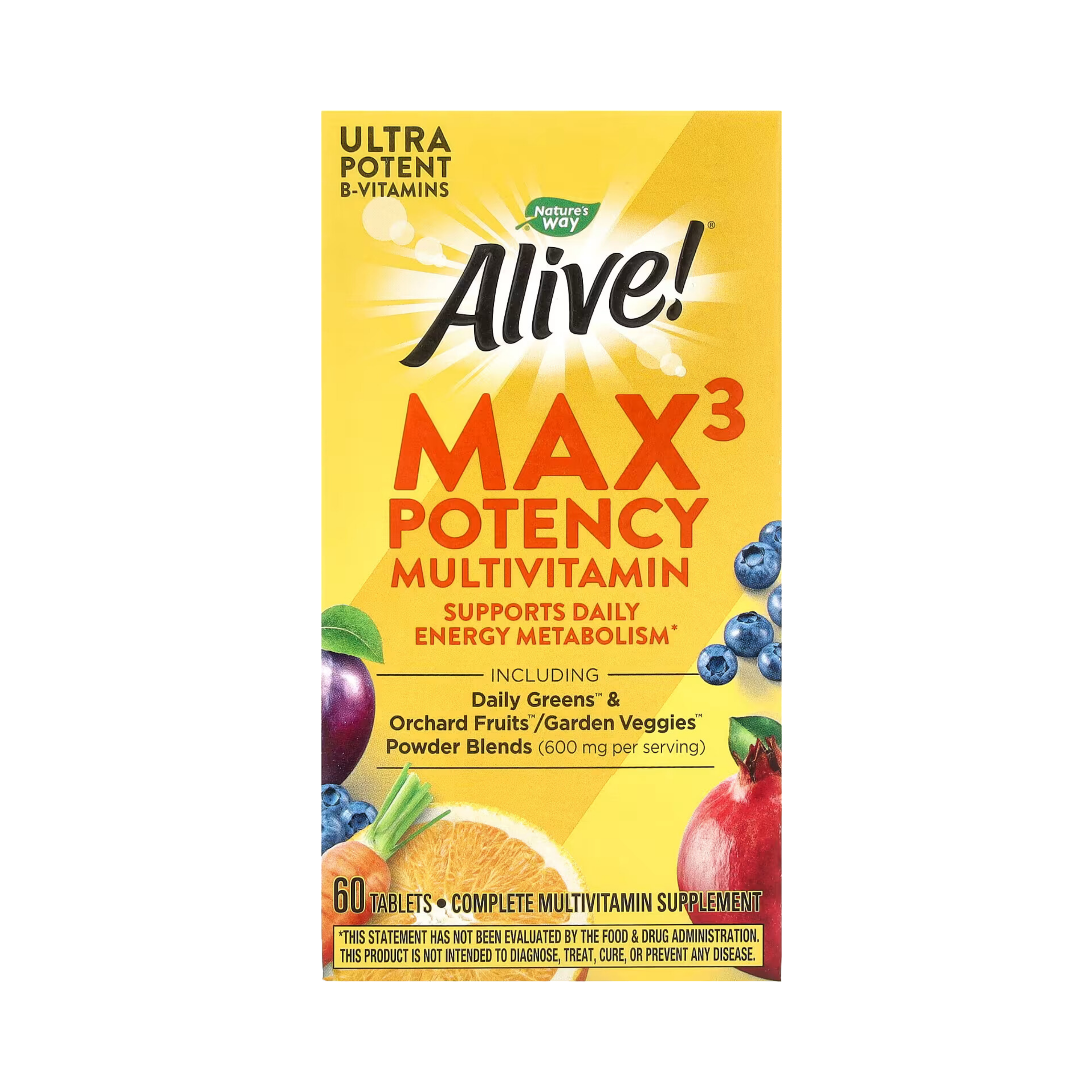 Nature's Way, Alive! Max3 Potency Multivitamin,No Iron, 60 Capsules