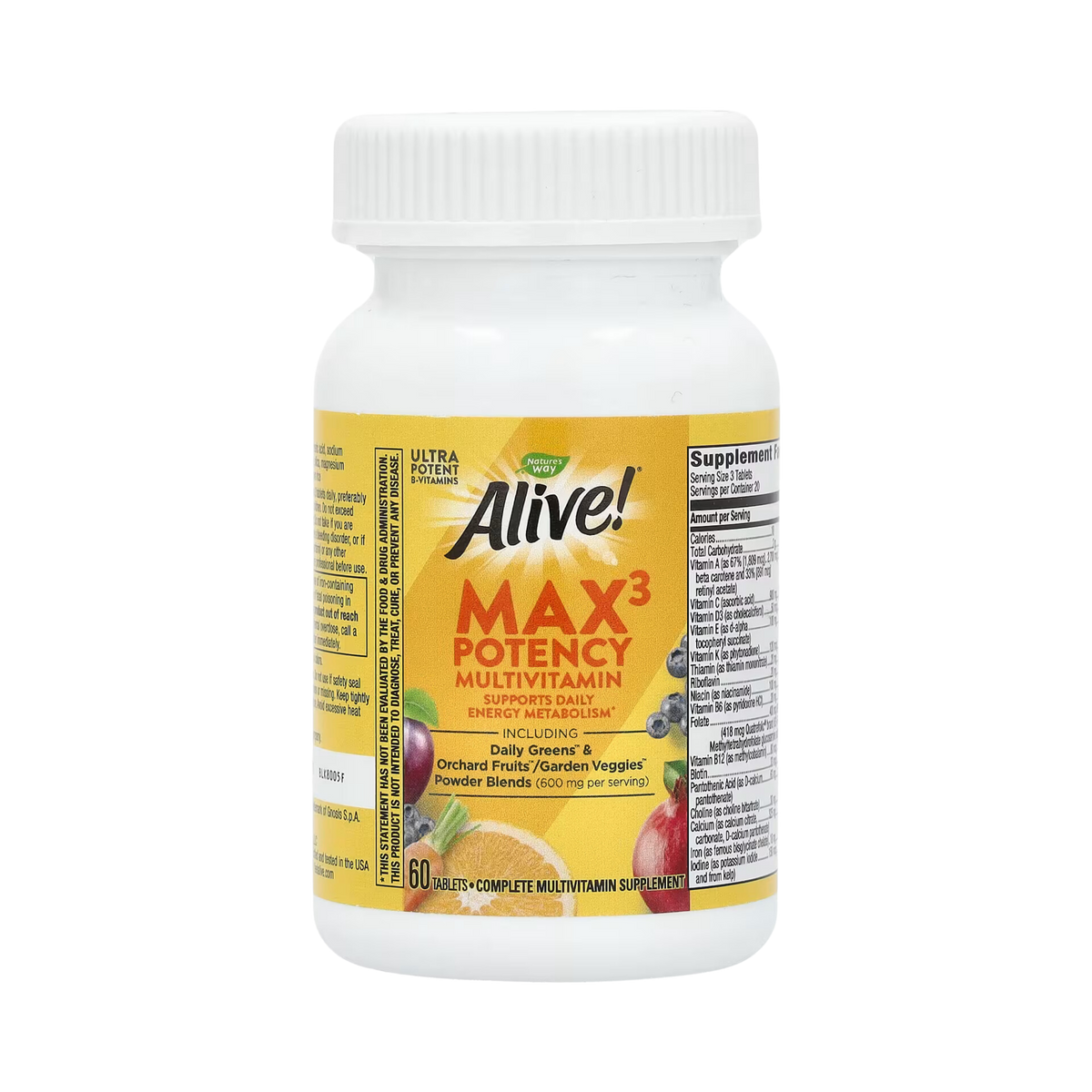 Nature's Way, Alive! Max3 Potency Multivitamin,No Iron, 60 Capsules