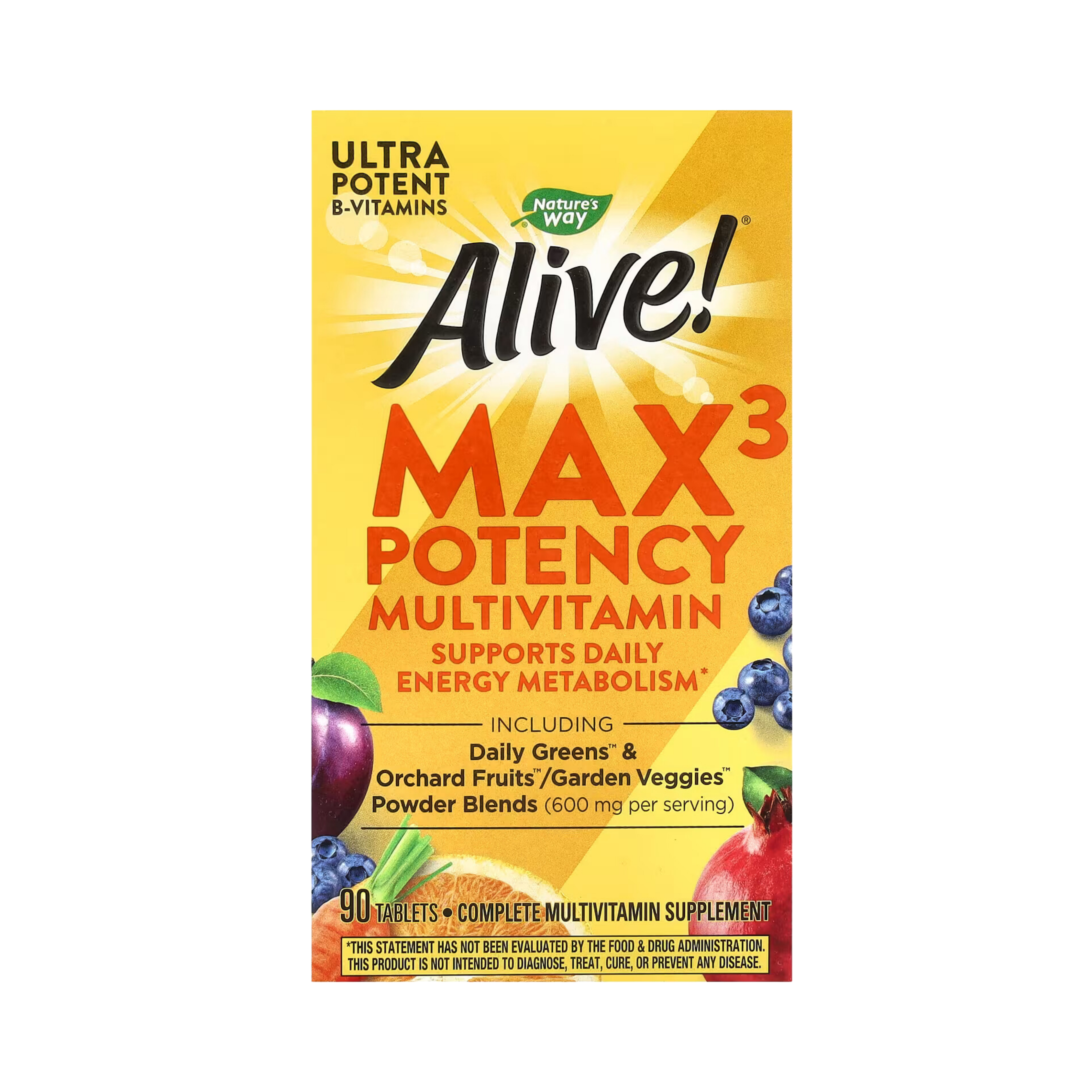 Nature's Way, Alive! Max3 Potency Multivitamin,No Iron, 90 Capsules