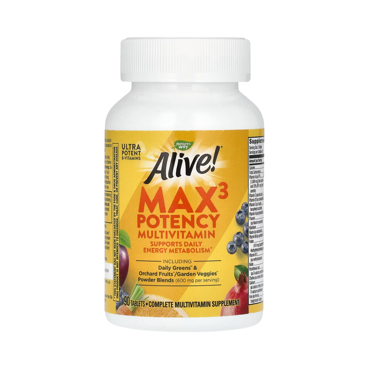 Nature's Way, Alive! Max3 Potency Multivitamin,No Iron, 90 Capsules