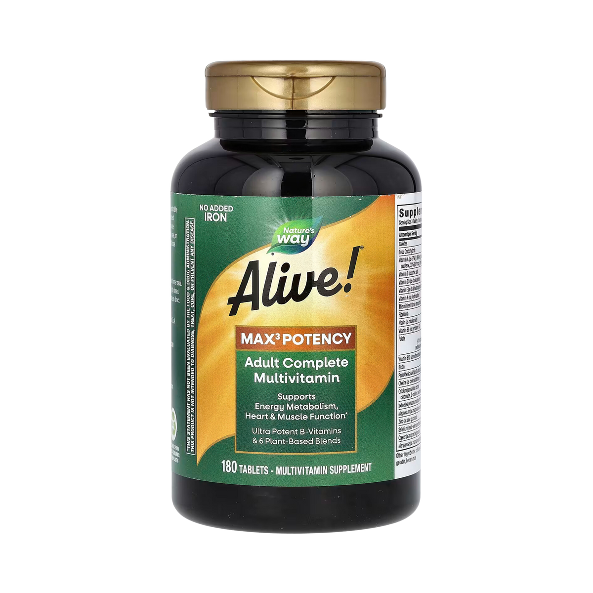 Nature's Way, Alive! Max3 Potency Multivitamin, No Iron, 180 Capsules