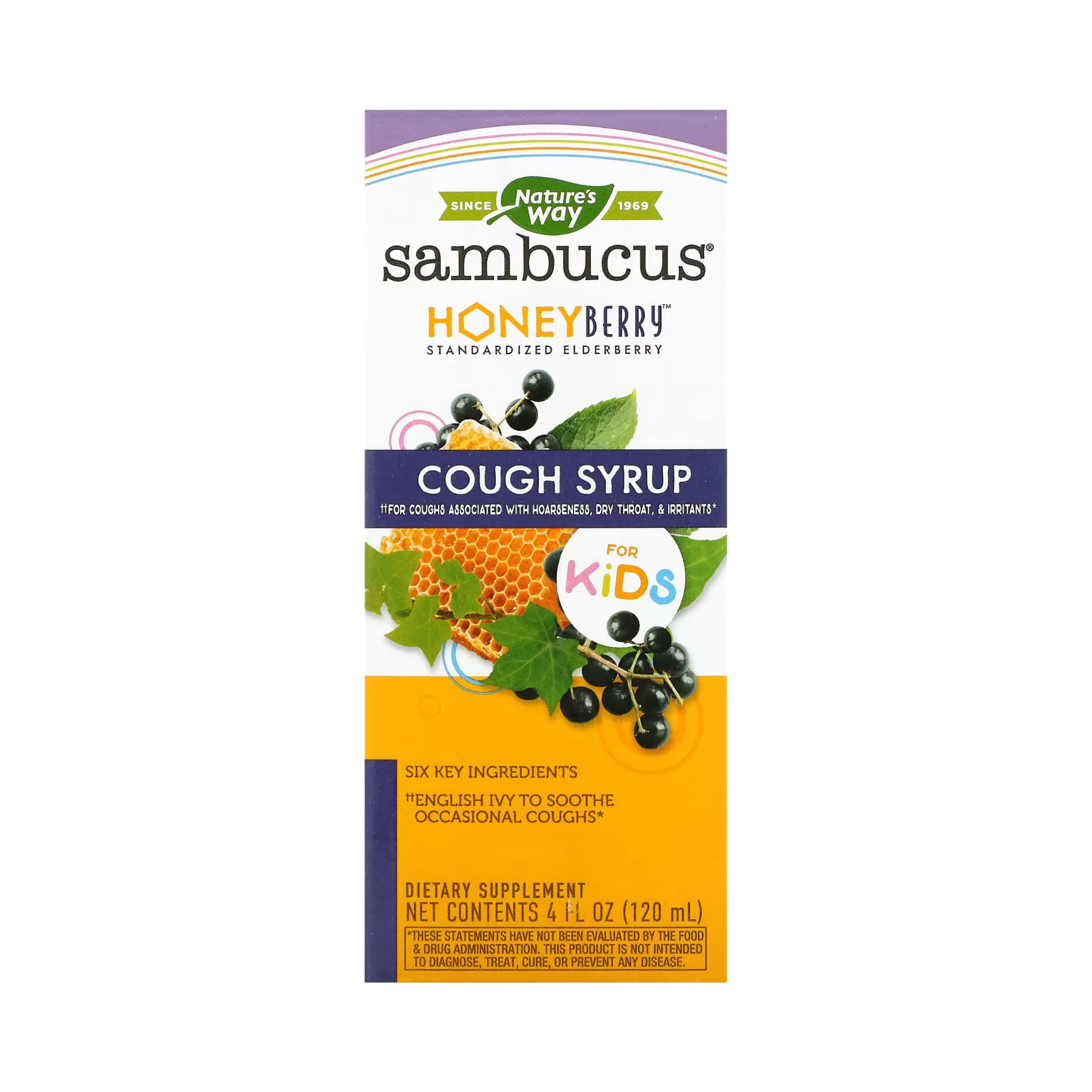 Nature's Way, Sambucus HoneyBerry Cough Syrup For Kids, 4 Oz