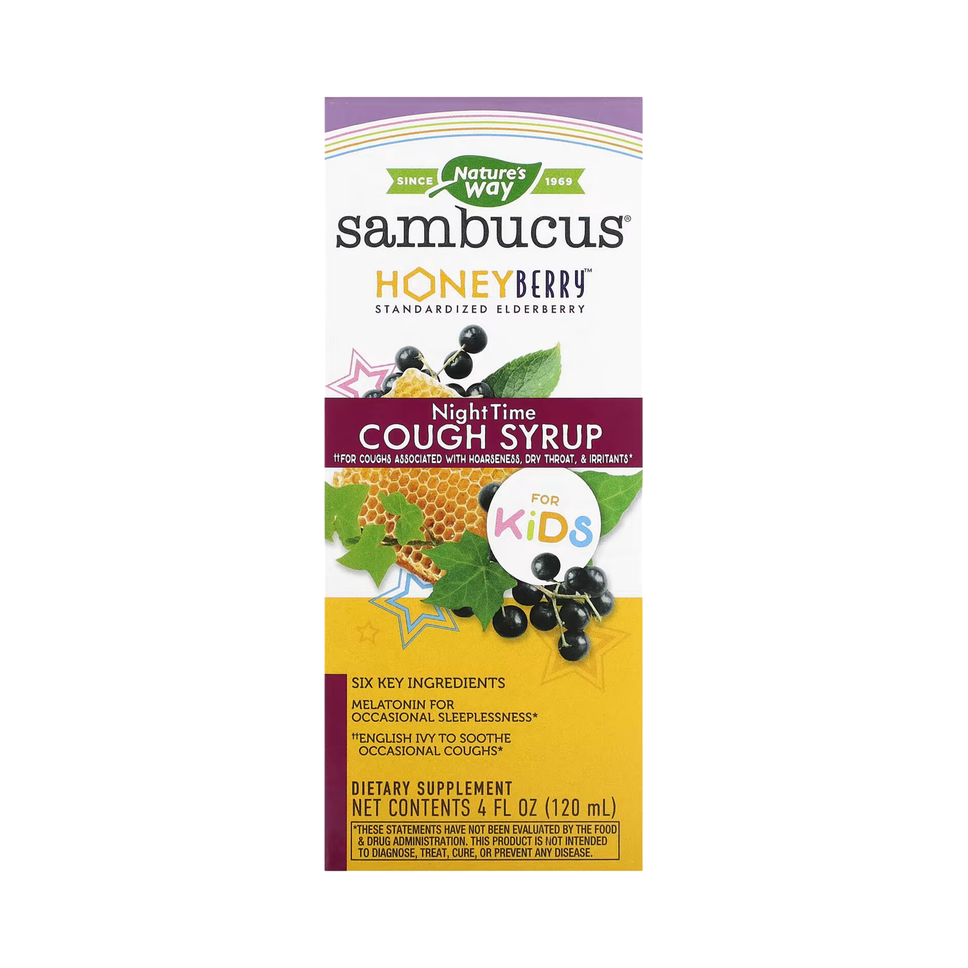 Nature's Way, Sambucus for Kids, HoneyBerry Night Time Cough Syrup, 4 Fl Oz