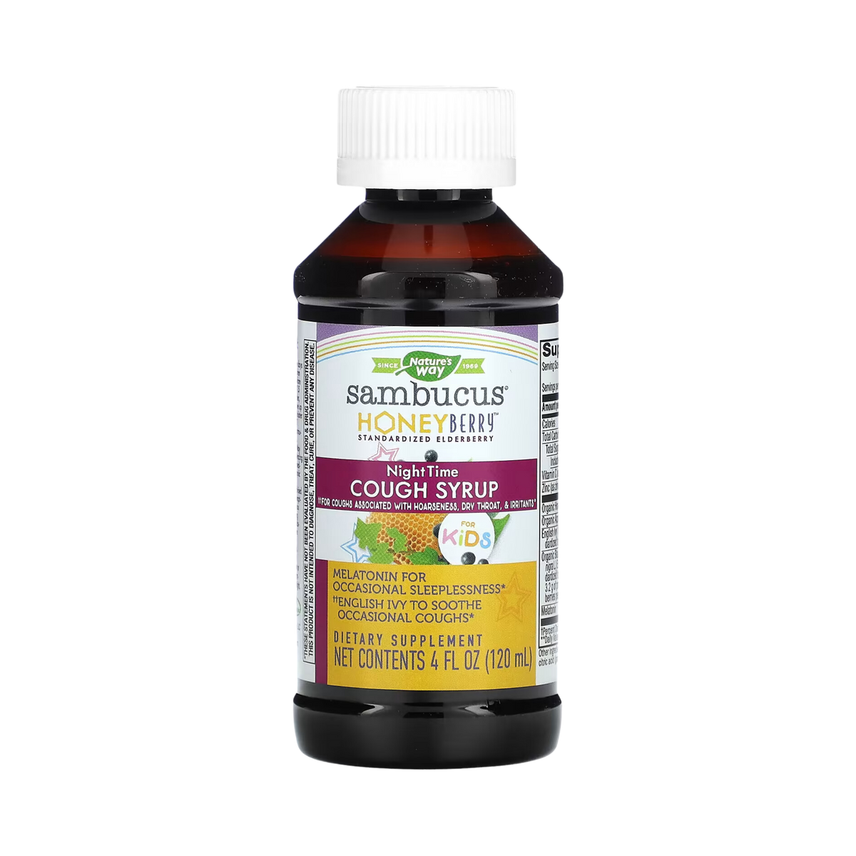 Nature's Way, Sambucus for Kids, HoneyBerry Night Time Cough Syrup, 4 Fl Oz