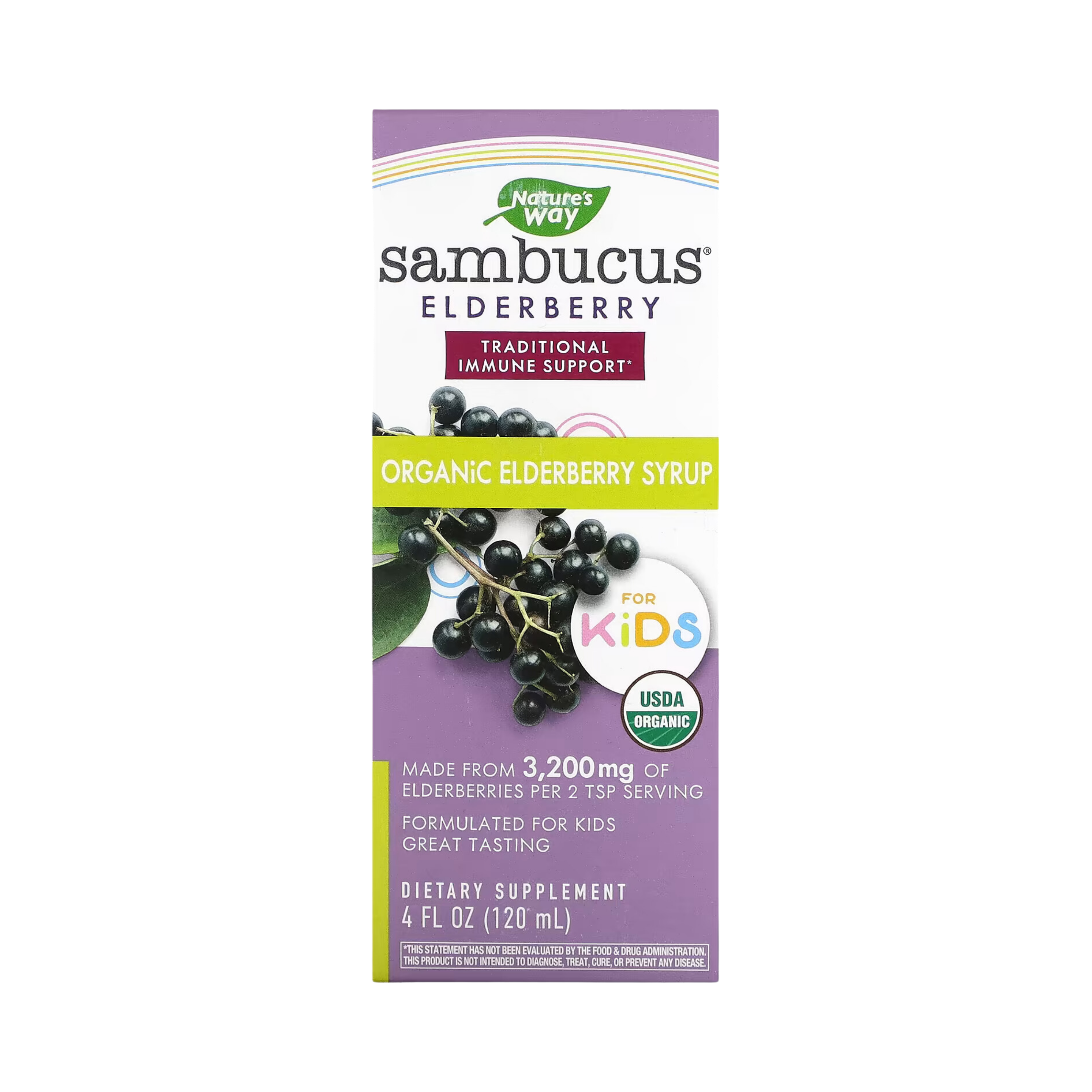 Nature's Way, Organic Sambucus Syrup for Kids, 4 Oz