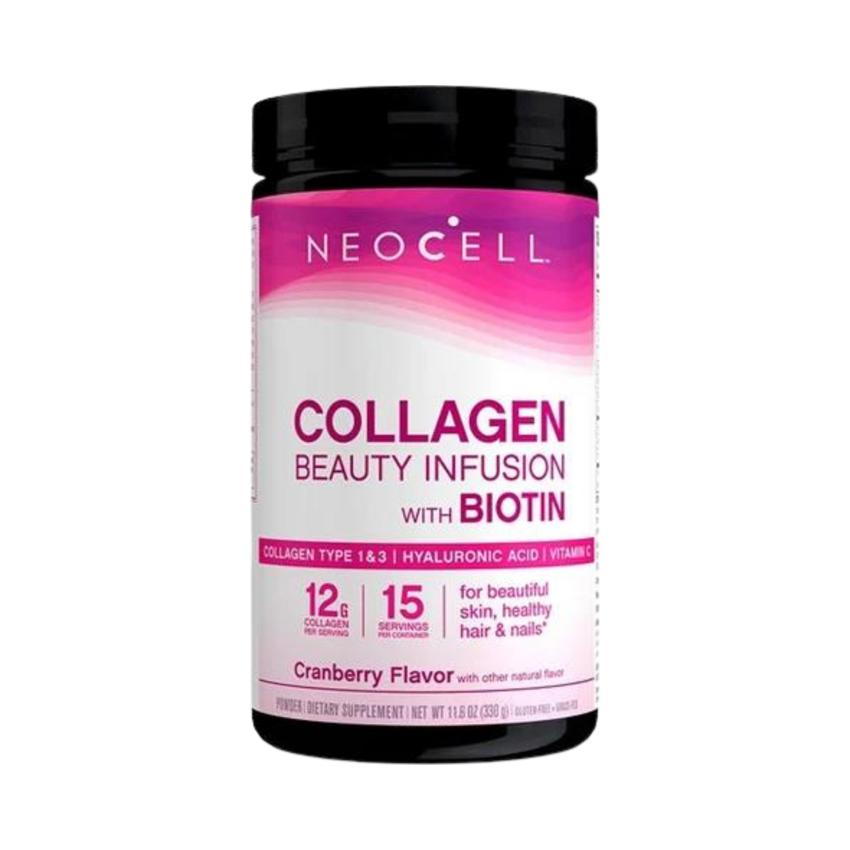 Neocell, Collagen Beauty Infusion with Biotin Powder, Cranberry Flavor, 11.6 Fl. Oz