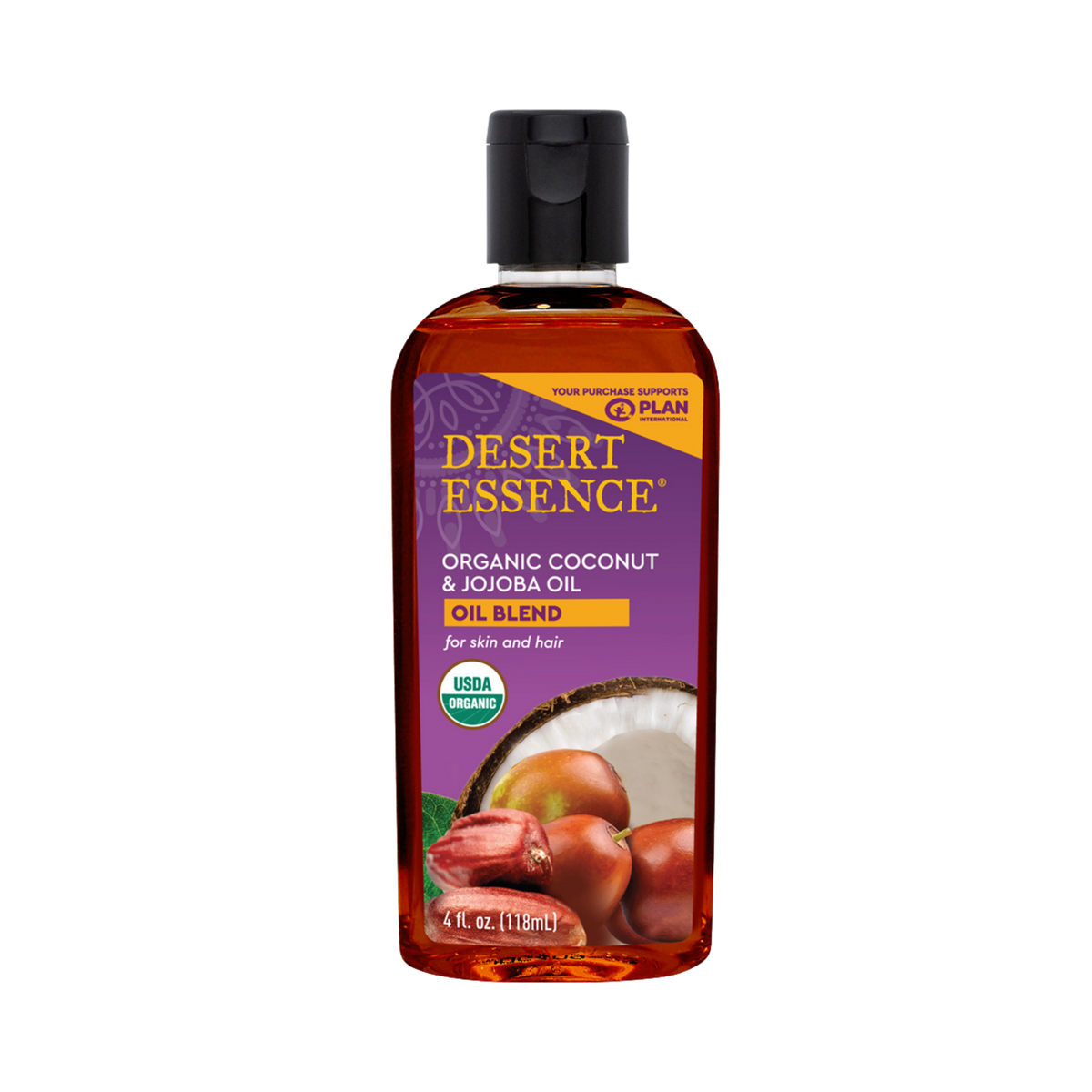 Desert Essence, Organic Coconut & Jojoba Oil, 4 Fl Oz