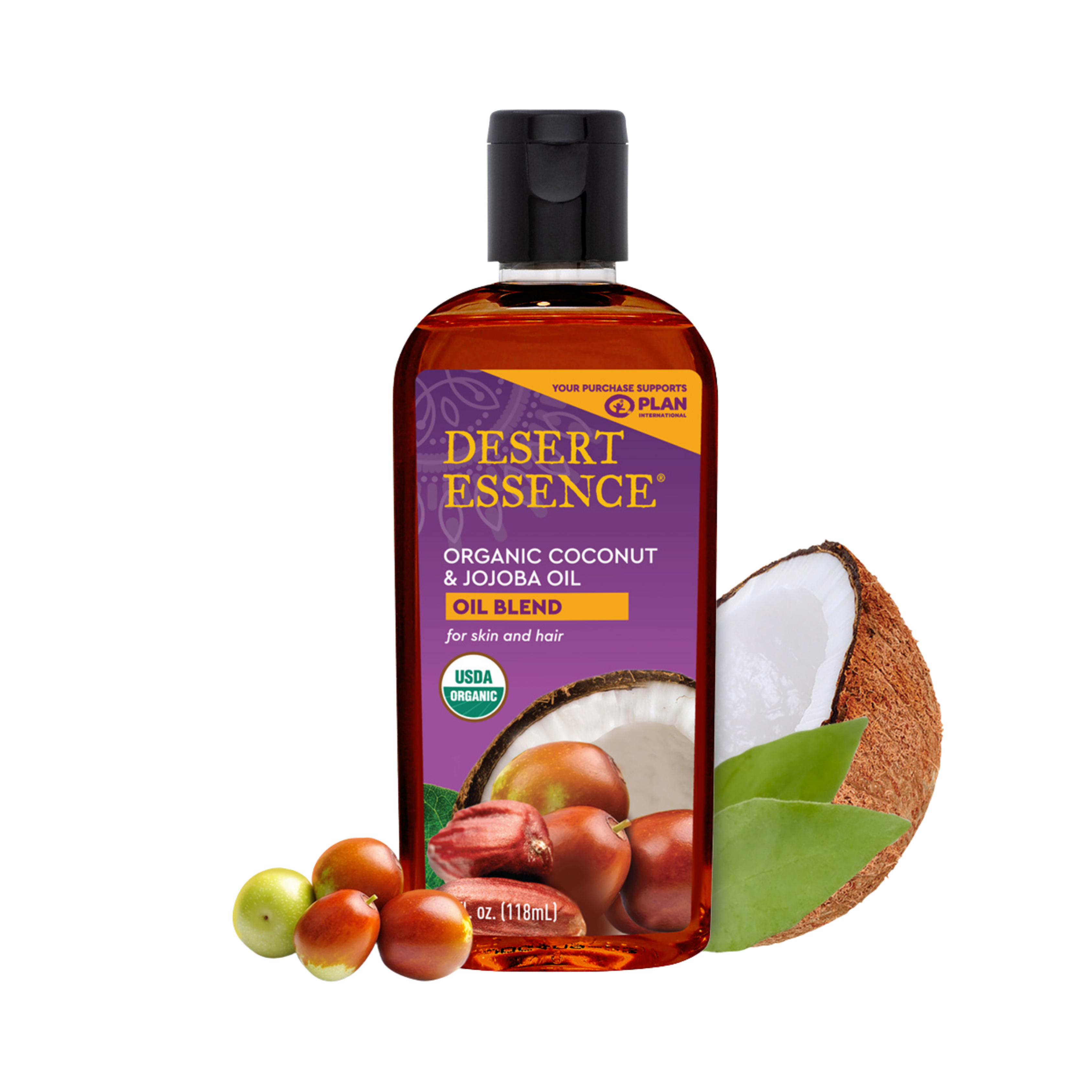 Desert Essence, Organic Coconut & Jojoba Oil, 4 Fl Oz