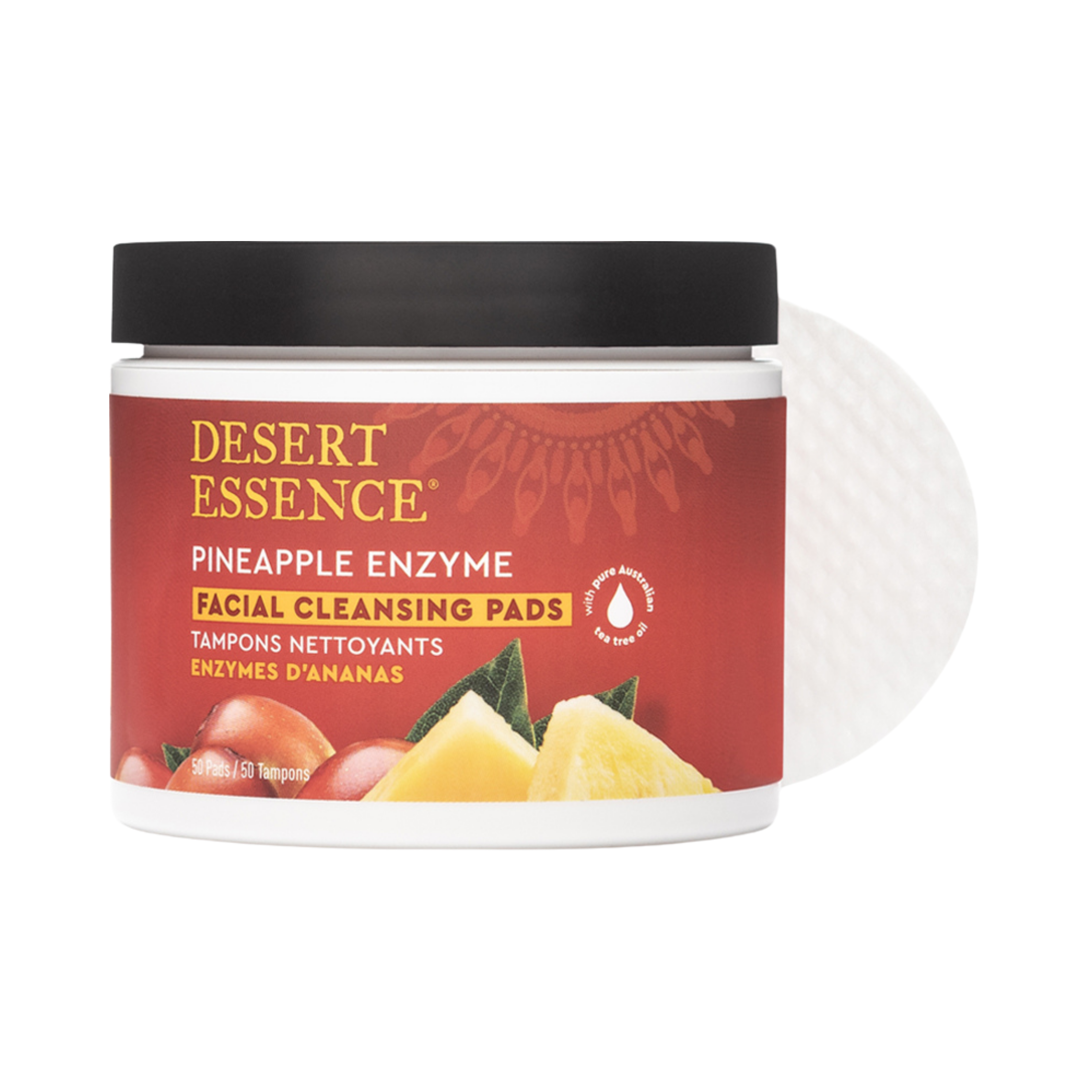 Desert Essence, Pineapple Enzyme Facial Cleansing Pads, 50 Pads