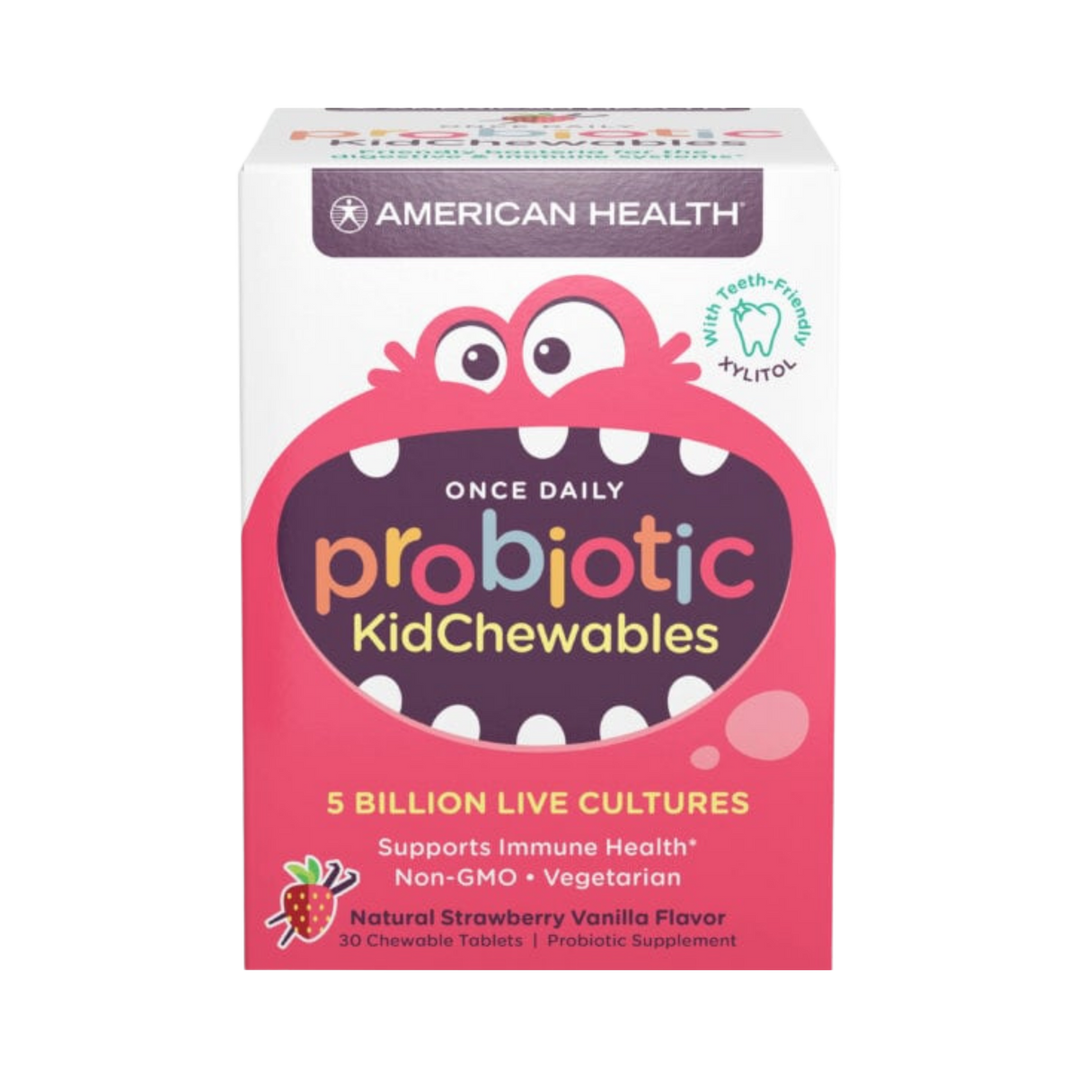 American Health, Probiotic Kid Chewables, Strawberry Vanilla, 30 Tablets