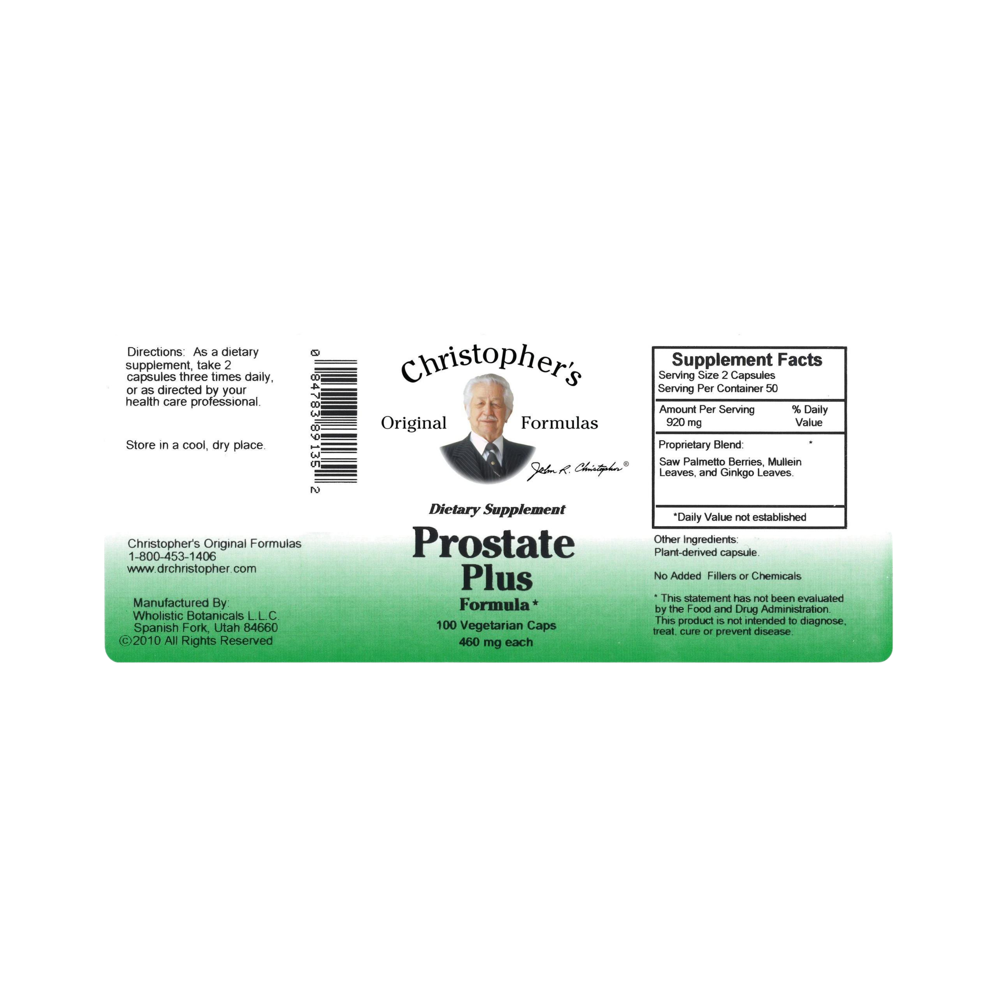 Christopher's Original Formulas, Prostate Plus, 100 Capsules