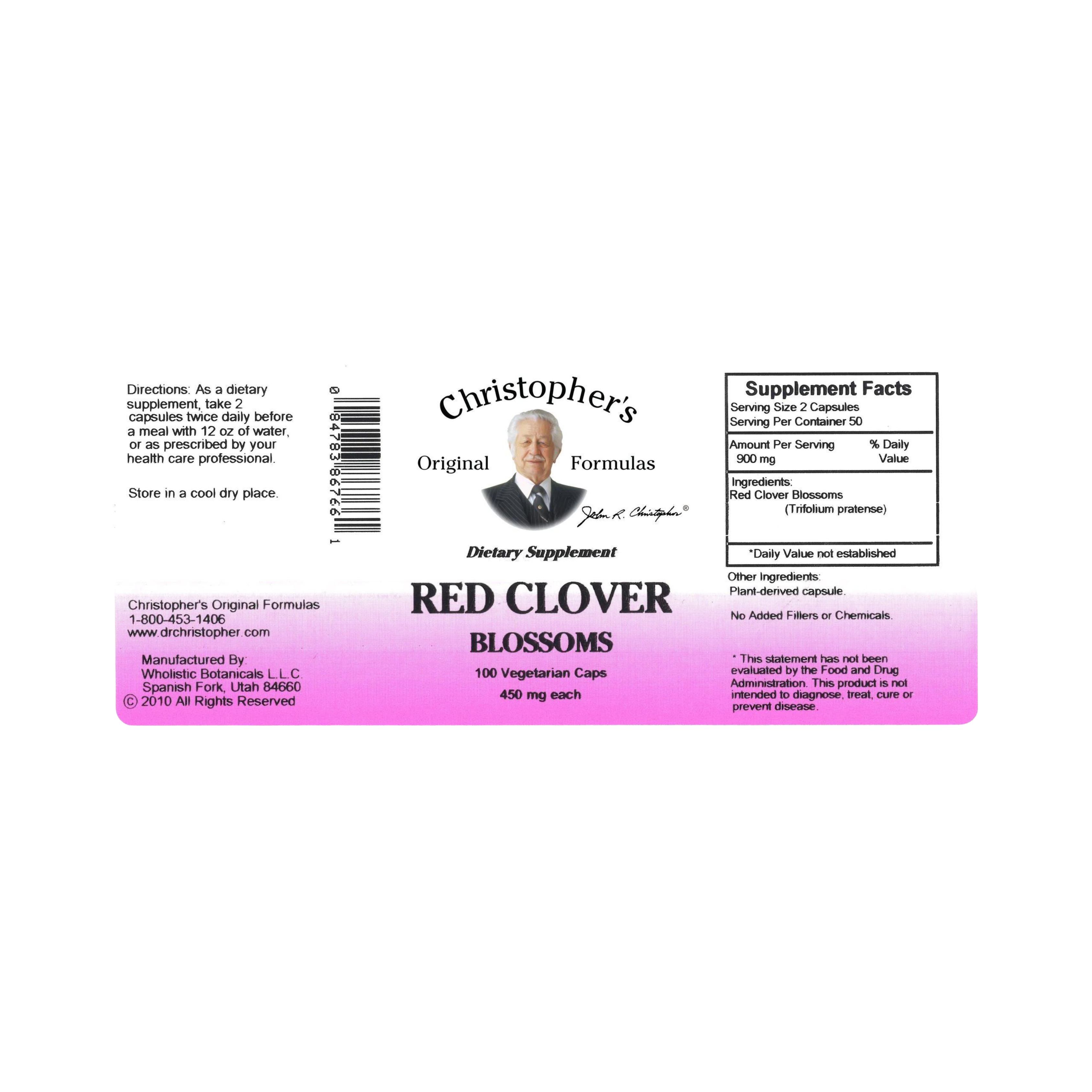 Christopher's Original Formulas, Red Clover Blossoms, 100 Capsules