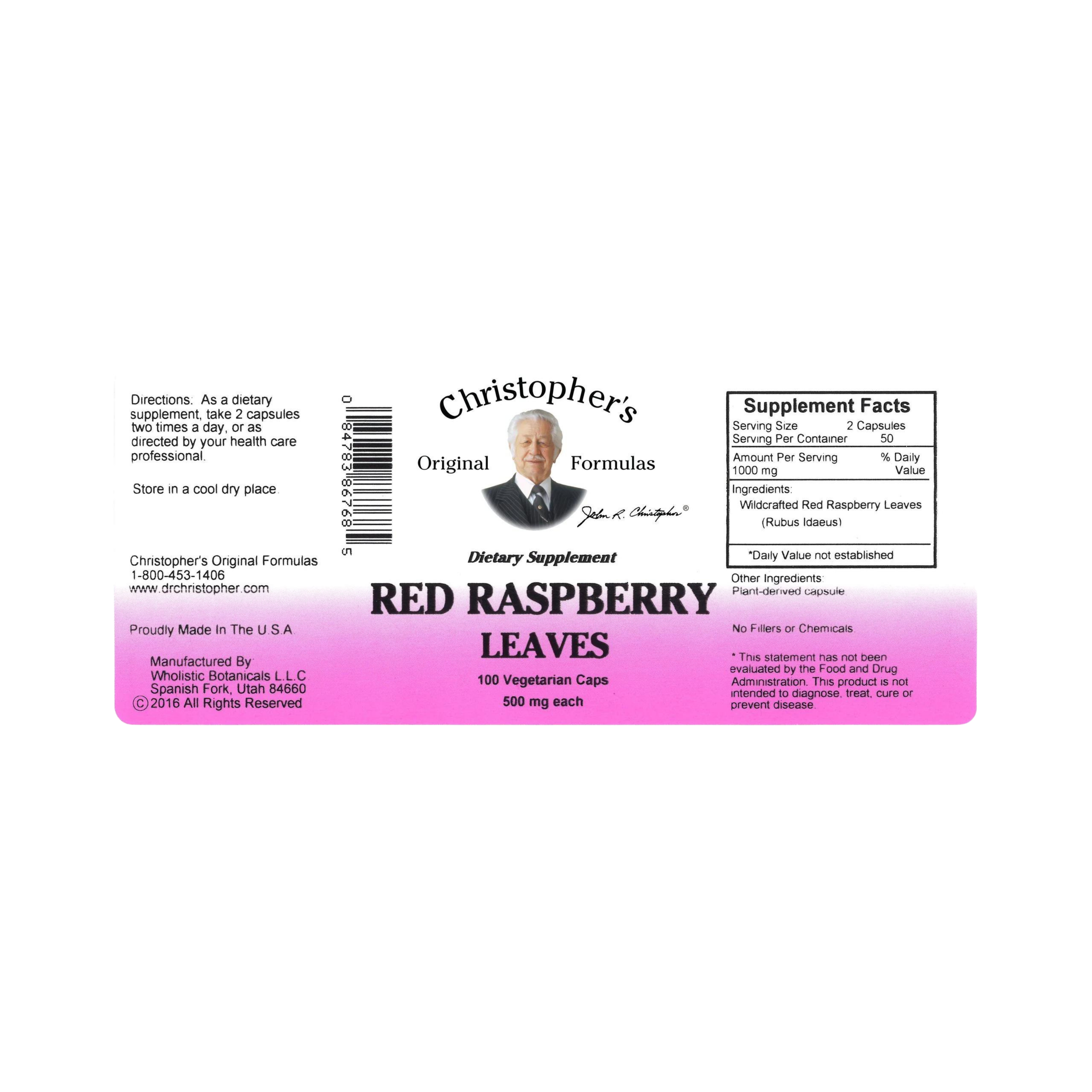 Christopher's Original Formulas, Red Raspberry Leaves, 100 Capsules