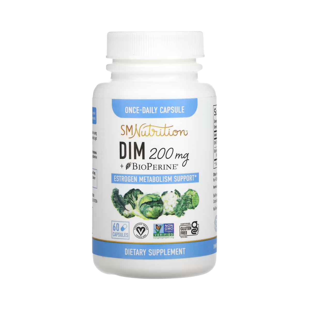 SMNutrition, DIM + BioPerine, 200 Mg, 60 Capsules