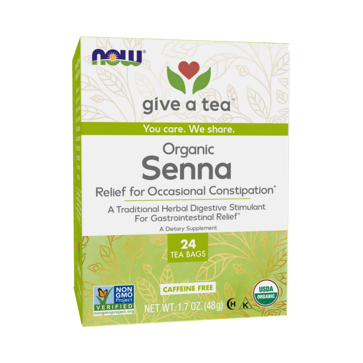 NOW Foods, Real Tea, Organic Senna, Caffeine-Free, 24 Tea Bags, 1.7 Oz