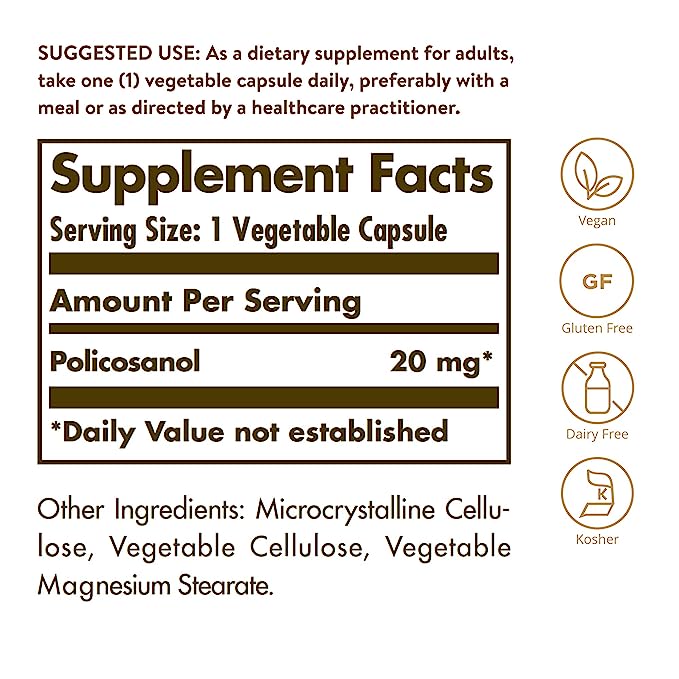 Policosanol 20 Mg Vegetable 100 Capsules