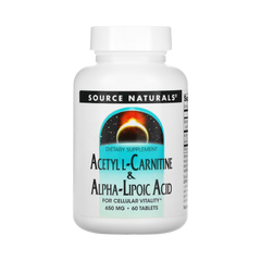 Source Naturals, Acetyl L-Carnitine & Alpha-Lipoic Acid, 650mg, 60Tab