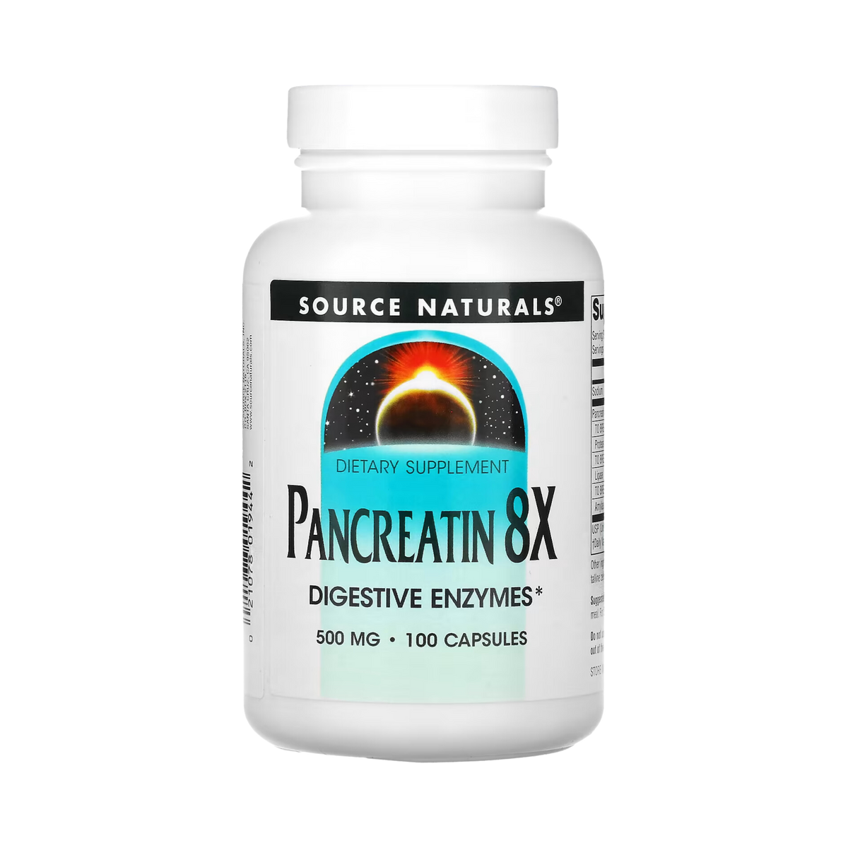 Source Naturals, Pancreatin 8X, 500 Mg, 100 Capsules